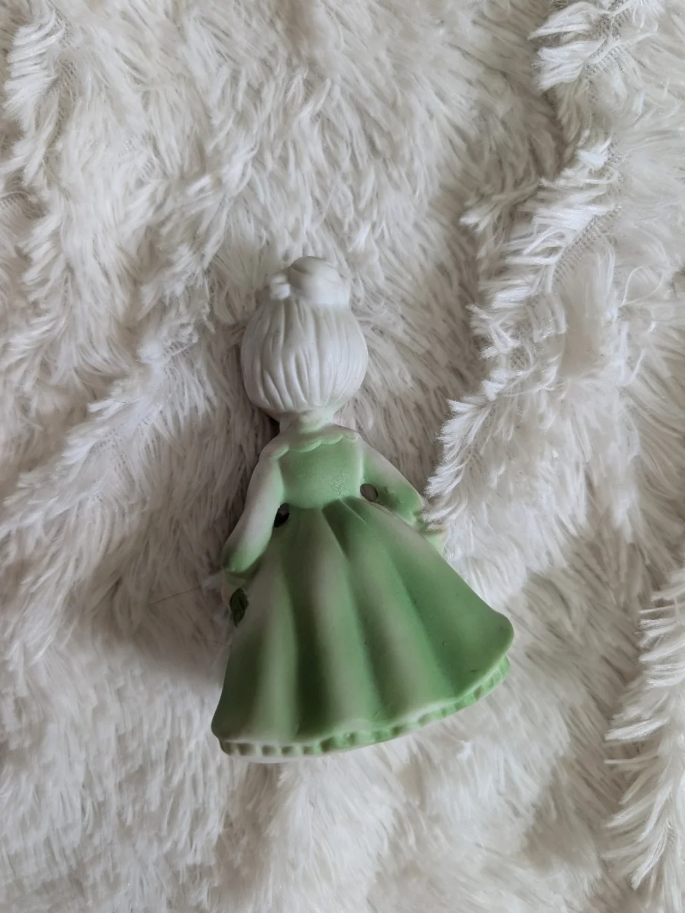 Vintage Handpainted Porcelain Woman Figurine in Light Green 
